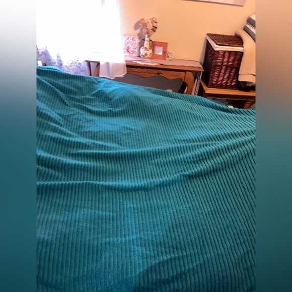 Teal Textured Ribbed Lightweight Blanket~100% Cotton~ King or Cal King - Picture 2 of 15
